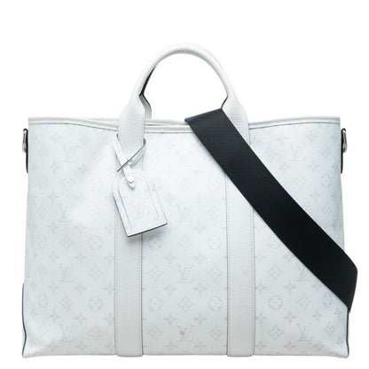 Louis Vuitton Taigarama Weekend Tote NM Shoulder Bag 2-Way Blanc White Leather