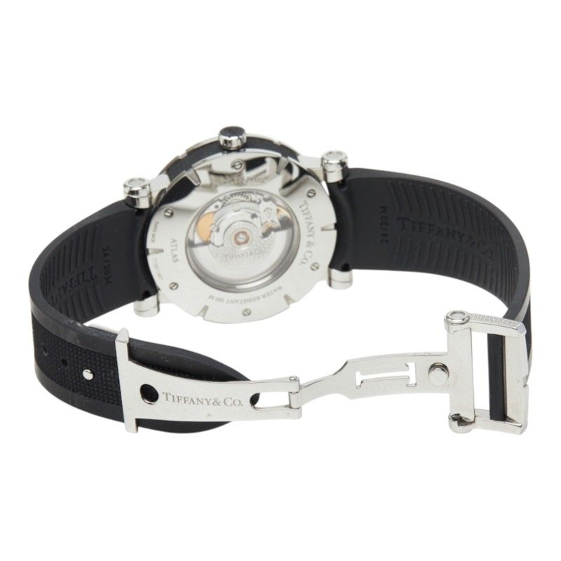 Tiffany & Co Atlas Gent Watch White Silver Black Stainless Steel Rubber — view 5