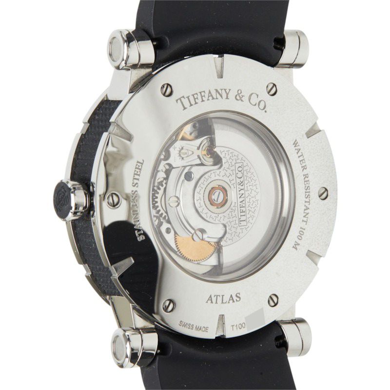Tiffany & Co Atlas Gent Watch White Silver Black Stainless Steel Rubber — view 6