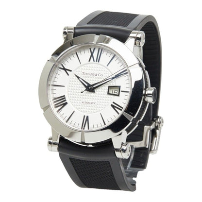 Tiffany & Co Atlas Gent Watch White Silver Black Stainless Steel Rubber — view 2