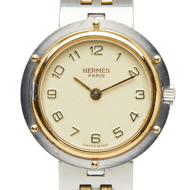 Hermes Olympia Watch Beige Silver Gold Stainless Steel