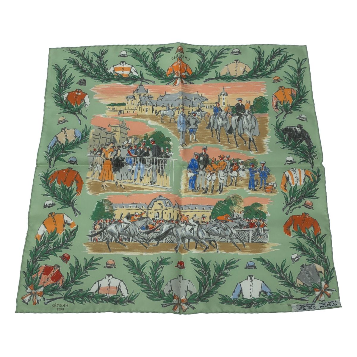 Hermes Carre 45 Chantilly Racecourse Scarf Green — view 2