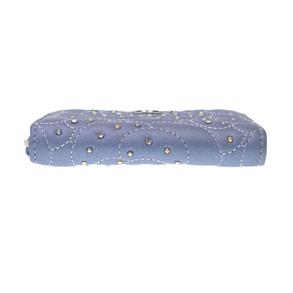 Chanel Camellia Stone Coin Purse Compact Wallet Blue — view 4