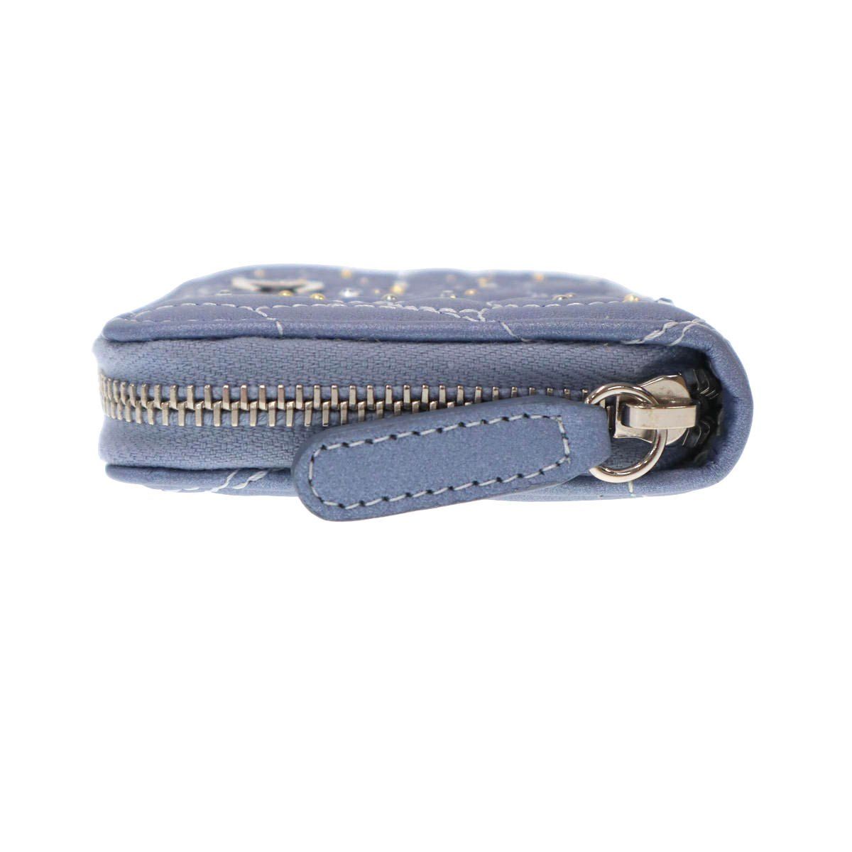 Chanel Camellia Stone Coin Purse Compact Wallet Blue — view 3