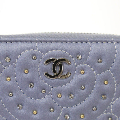 Chanel Camellia Stone Coin Purse Compact Wallet Blue — view 8