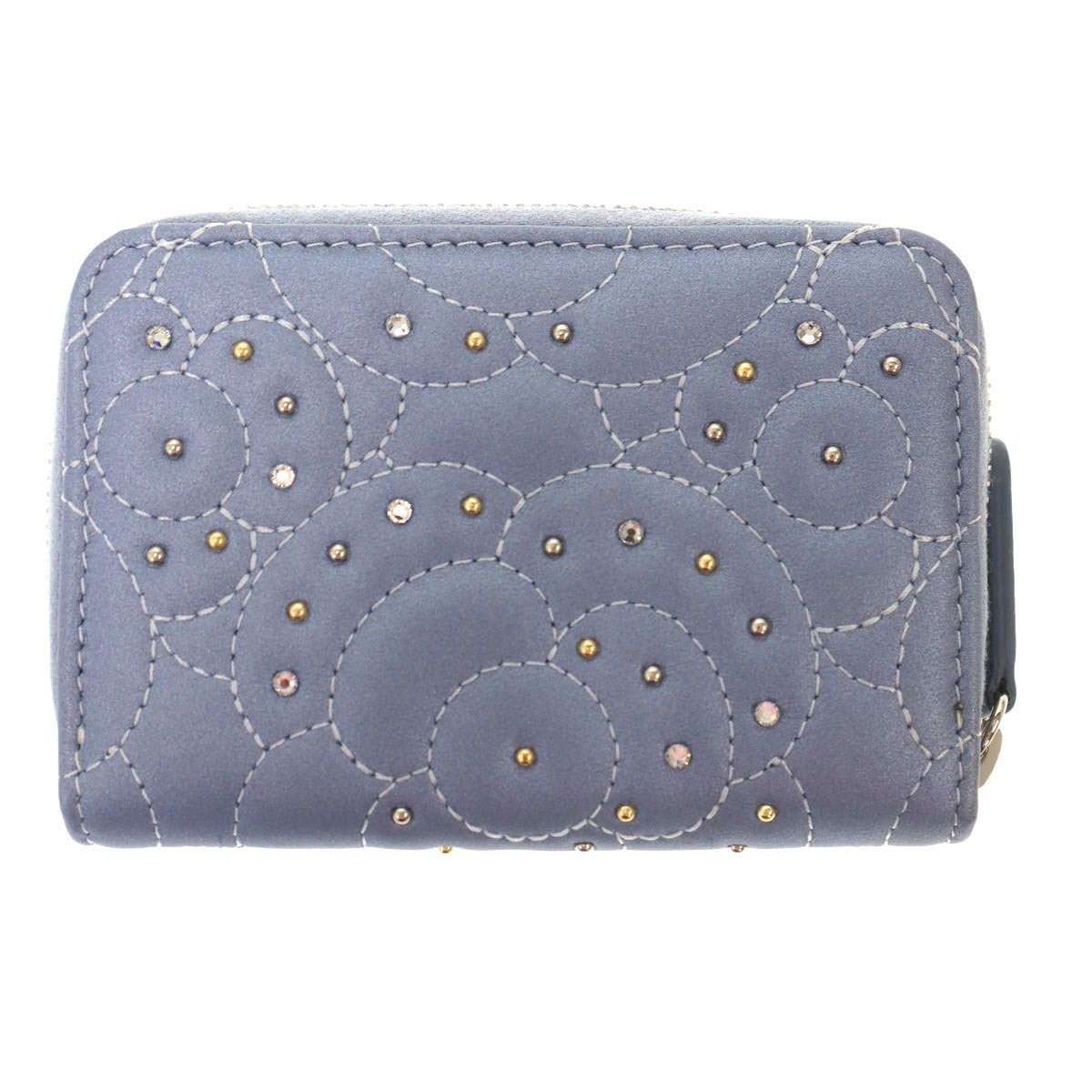 Chanel Camellia Stone Coin Purse Compact Wallet Blue — view 2