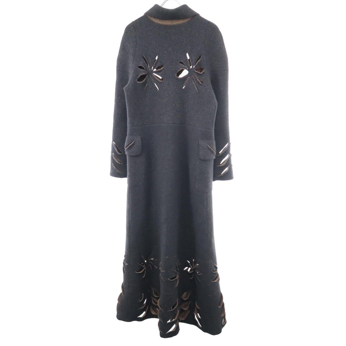Dior by John Galliano Wool Felt Cutting Coat Charcoal Gray — view 2