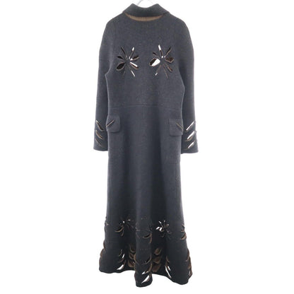 Dior by John Galliano Wool Felt Cutting Coat Charcoal Gray — view 2