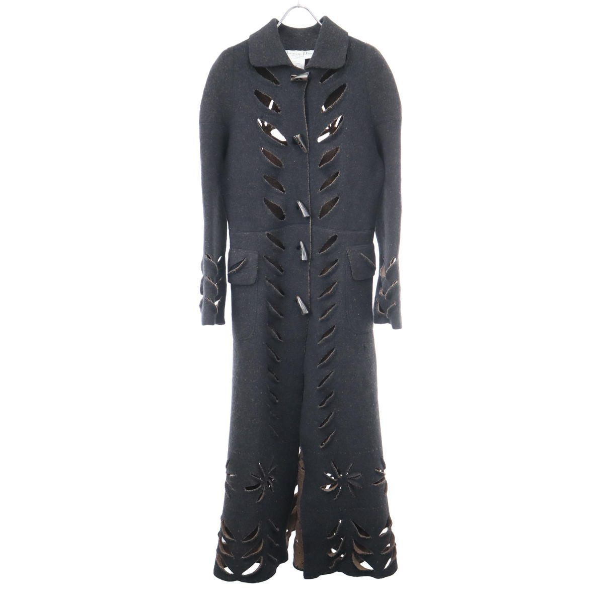 Dior by John Galliano Wool Felt Cutting Coat Charcoal Gray