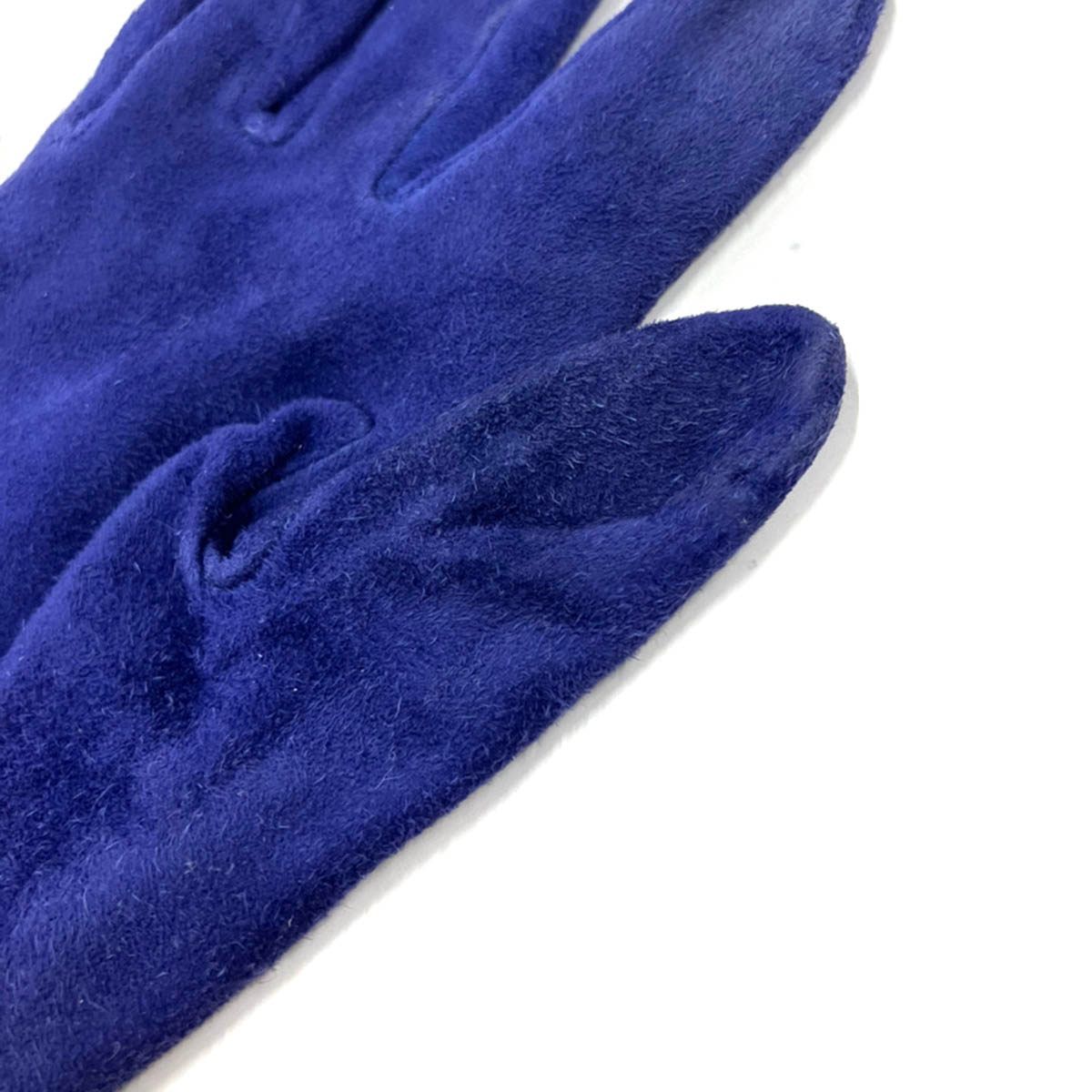 Hermes Series Coin Leather Gloves Blue — view 4