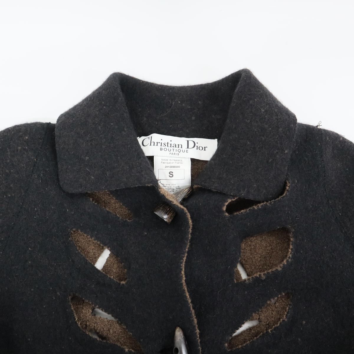 Dior by John Galliano Wool Felt Cutting Coat Charcoal Gray — view 3