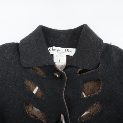 Dior by John Galliano Wool Felt Cutting Coat Charcoal Gray — view 3