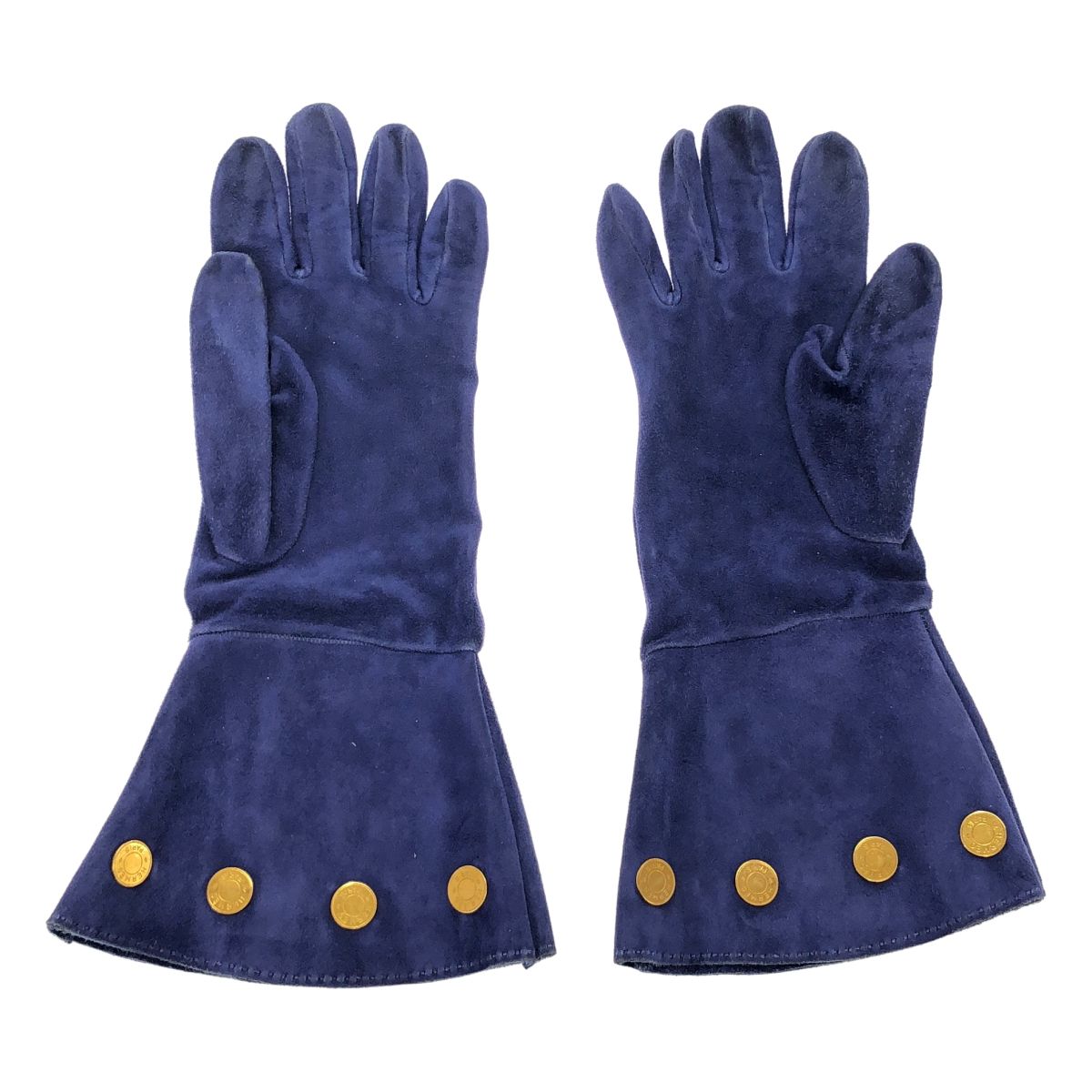 Hermes Series Coin Leather Gloves Blue — view 2