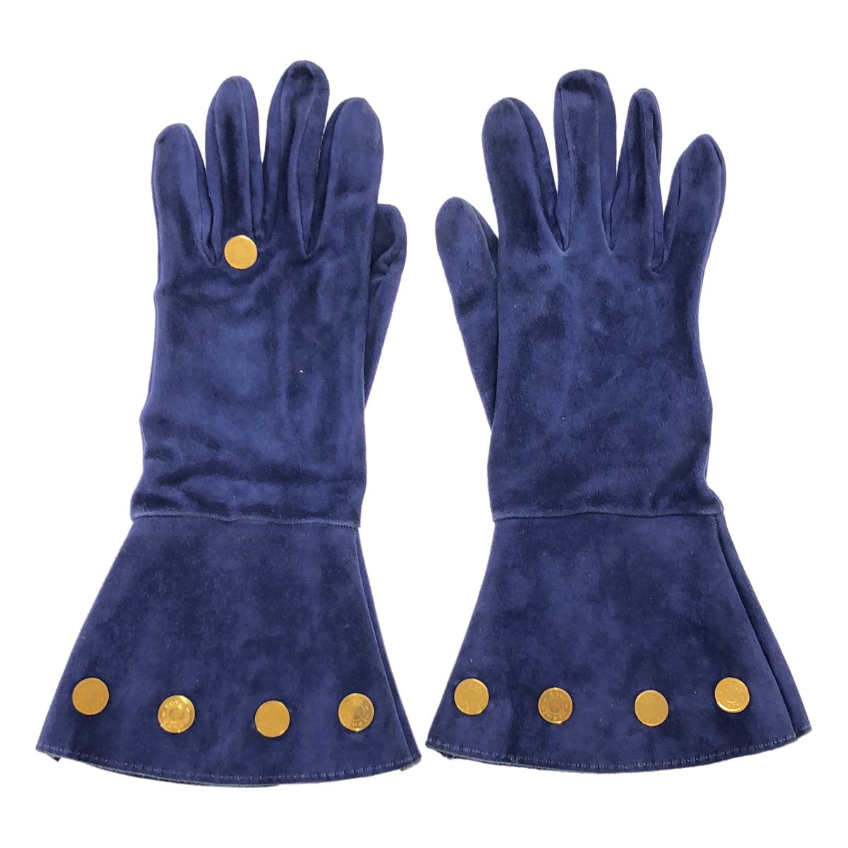 Hermes Series Coin Leather Gloves Blue