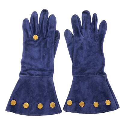 Hermes Series Coin Leather Gloves Blue