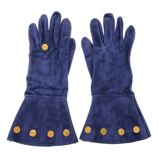 Hermes Series Coin Leather Gloves Blue
