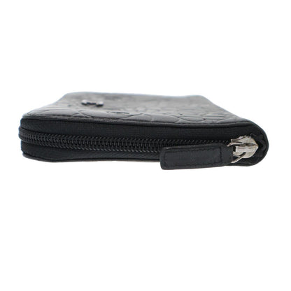 Chanel CC Logo Camellia Round Zip Leather Wallet Black — view 3