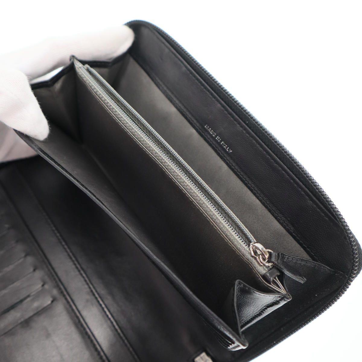 Chanel CC Logo Camellia Round Zip Leather Wallet Black — view 7
