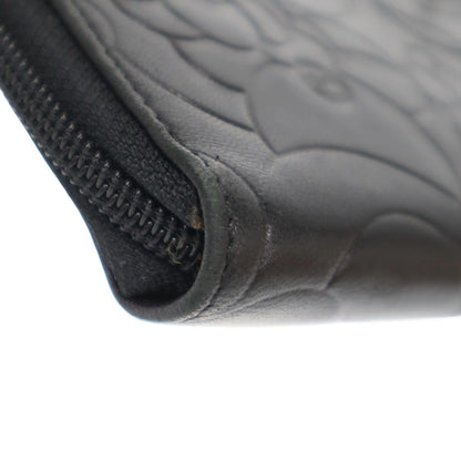 Chanel CC Logo Camellia Round Zip Leather Wallet Black — view 8