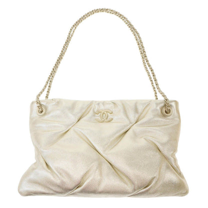 Chanel CC Pouch Shoulder Bag CC Logo Champagne Gold
