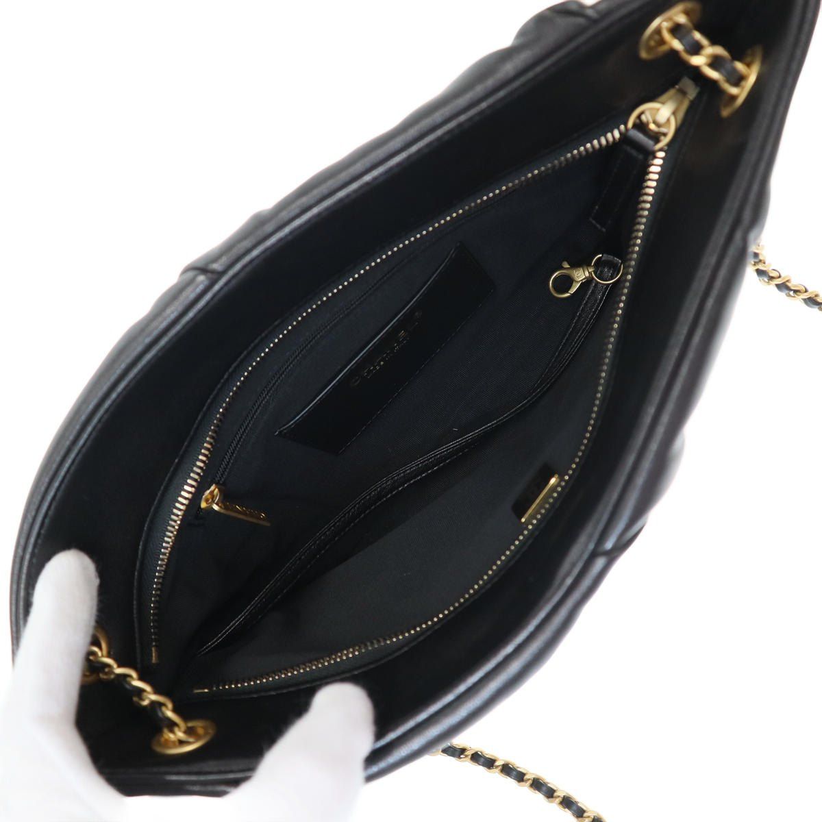 Chanel CC Lambskin Pouch Shoulder Bag CC Logo Black — view 6