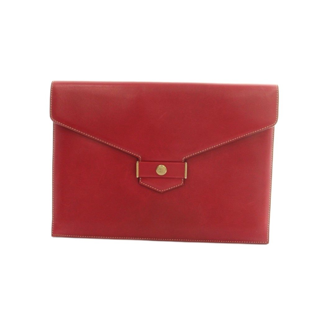 Dior Vintage Leather Clutch Flap Red OH