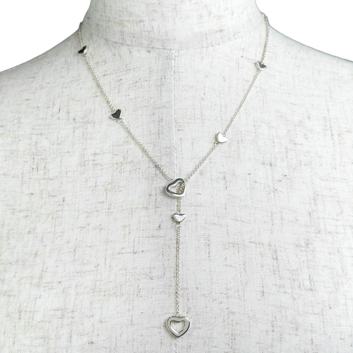 Tiffany & Co Heart Link Lariat Silver Necklace — view 3
