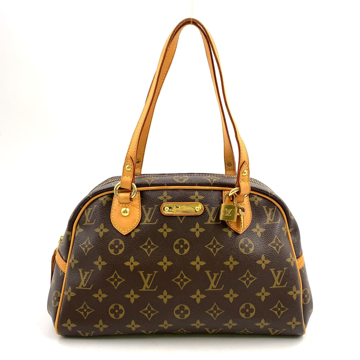 Louis Vuitton Montorgueil PM Monogram Leather Brown Light Shoulder Bag Gold