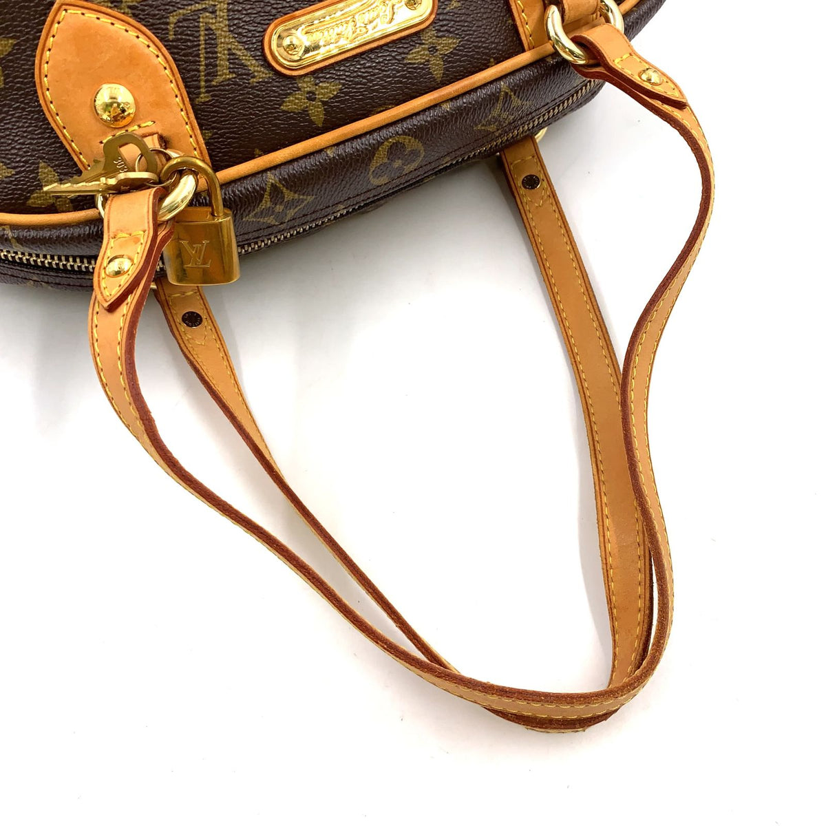 Louis Vuitton Montorgueil PM Monogram Leather Brown Light Shoulder Bag Gold — view 5