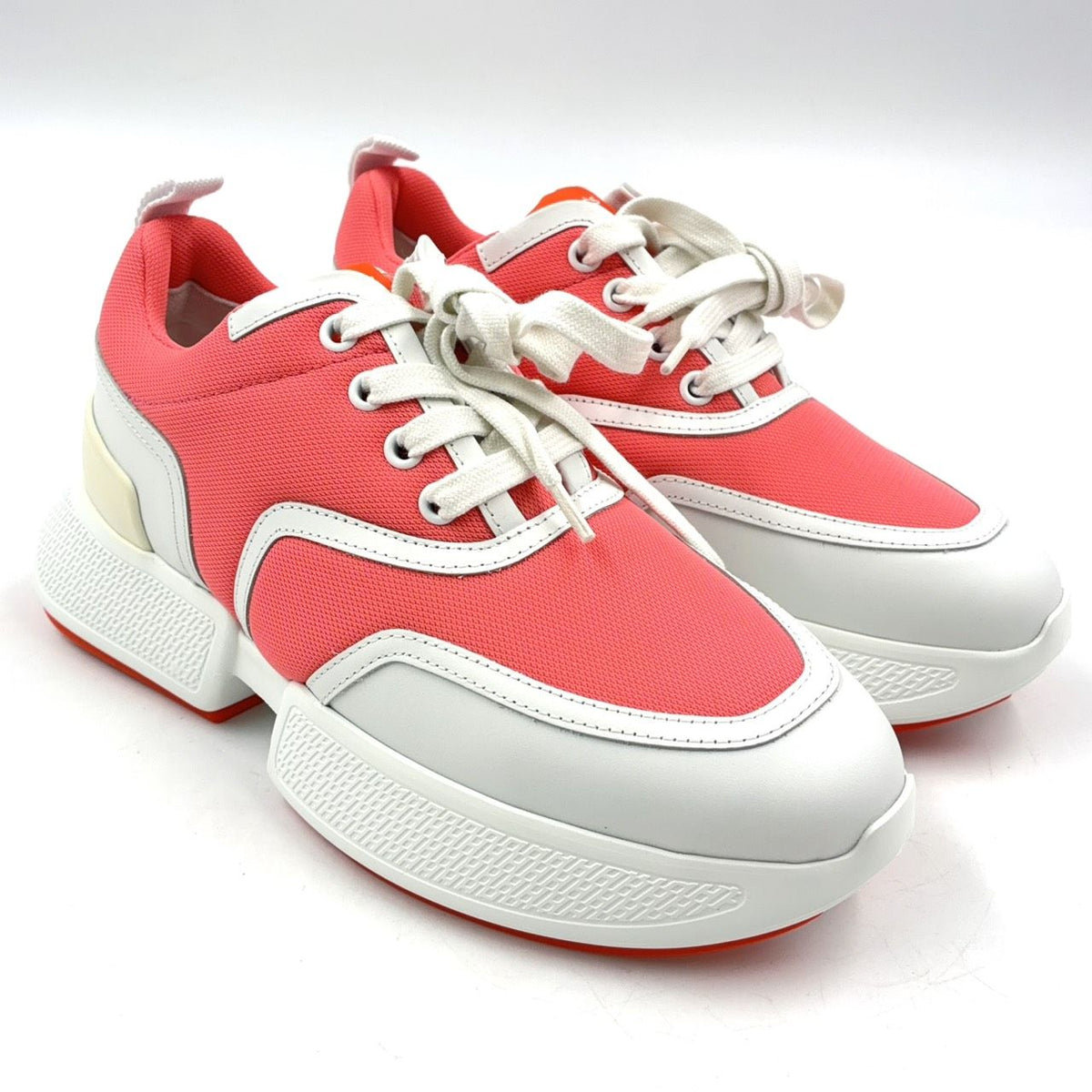 Hermes Giga Leather Rubber Polyester Coral Pink White Sneakers — view 6