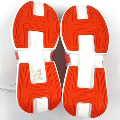 Hermes Giga Leather Rubber Polyester Coral Pink White Sneakers — view 5