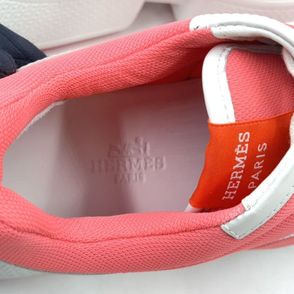 Hermes Giga Leather Rubber Polyester Coral Pink White Sneakers — view 3