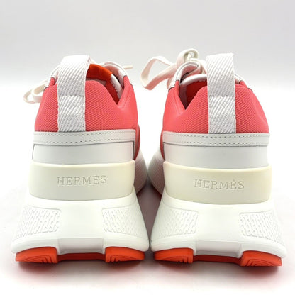 Hermes Giga Leather Rubber Polyester Coral Pink White Sneakers — view 2