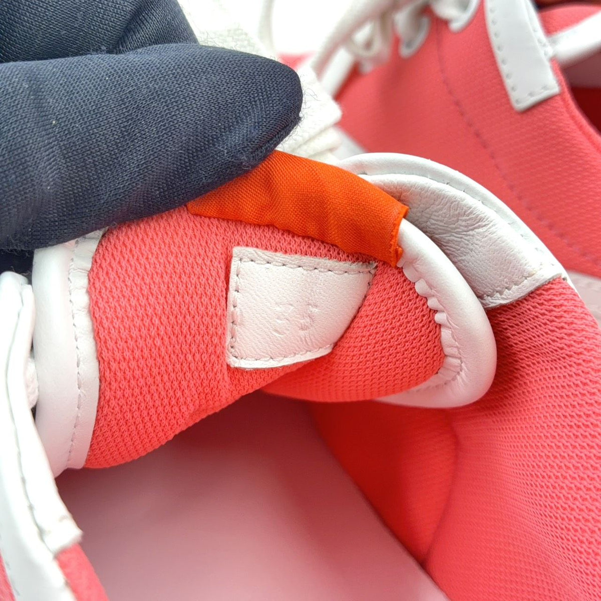 Hermes Giga Leather Rubber Polyester Coral Pink White Sneakers — view 4