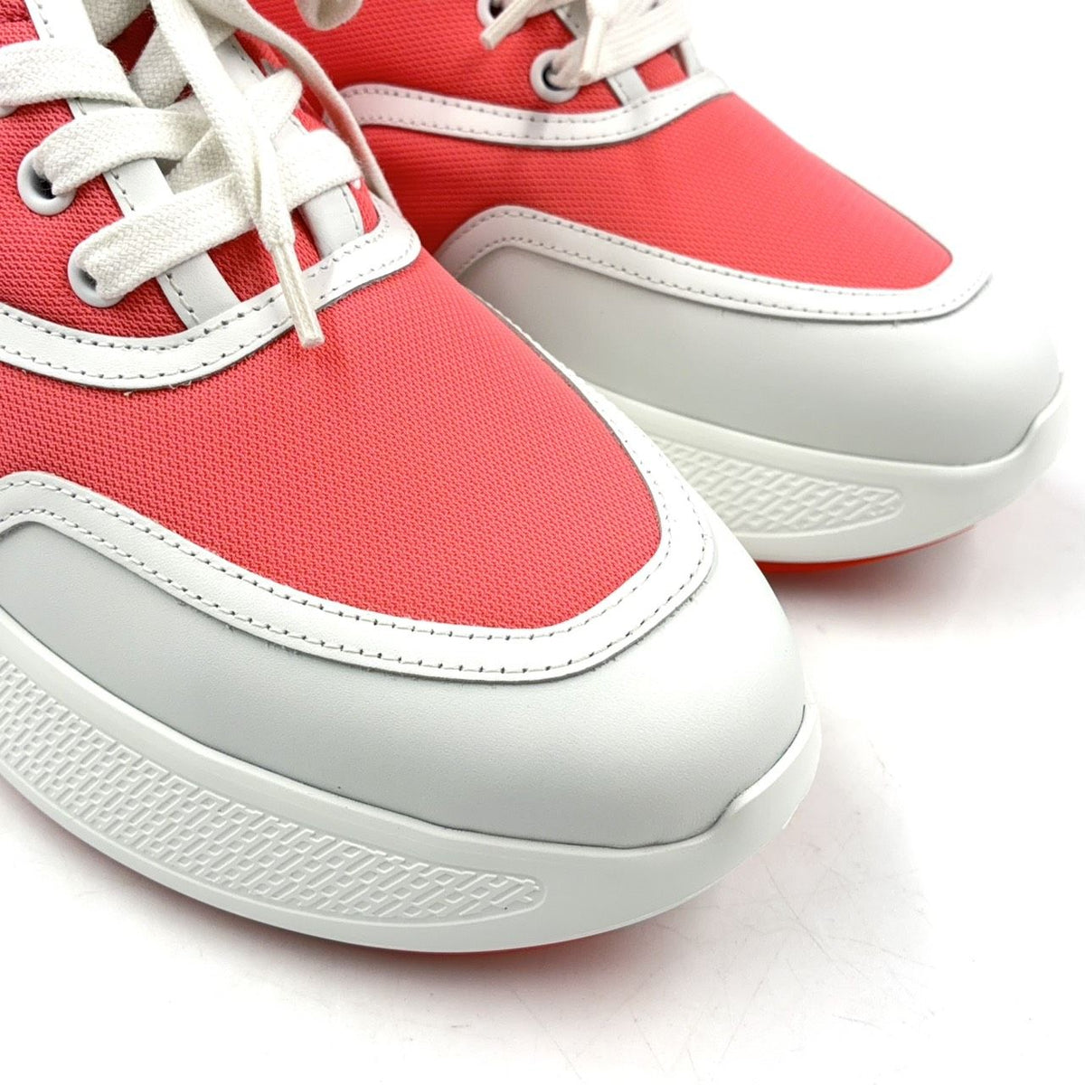 Hermes Giga Leather Rubber Polyester Coral Pink White Sneakers — view 7