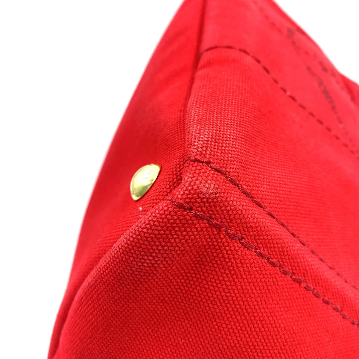 Prada Canapa Canvas Red Tote Bag Gold — view 5