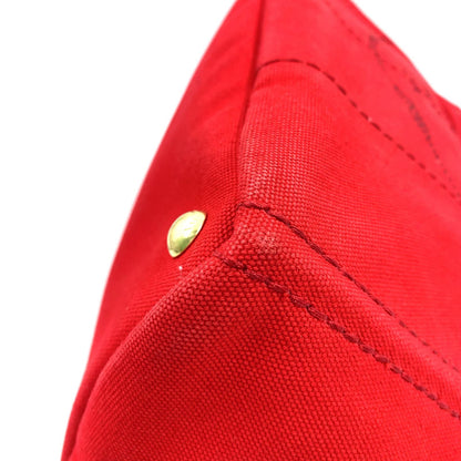 Prada Canapa Canvas Red Tote Bag Gold — view 5