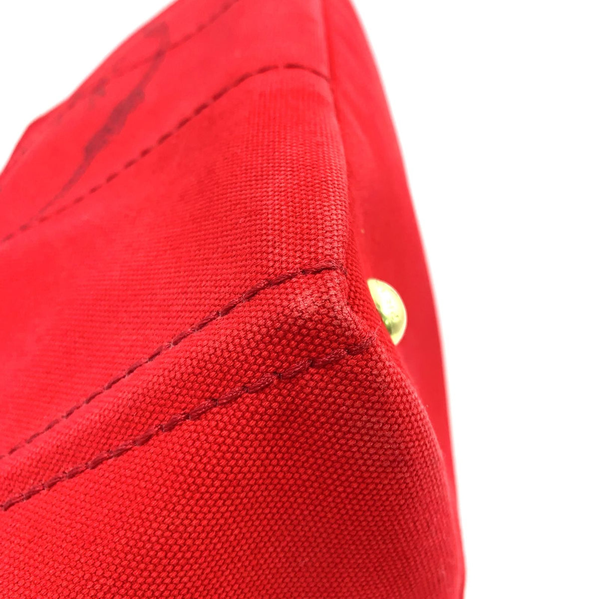 Prada Canapa Canvas Red Tote Bag Gold — view 6