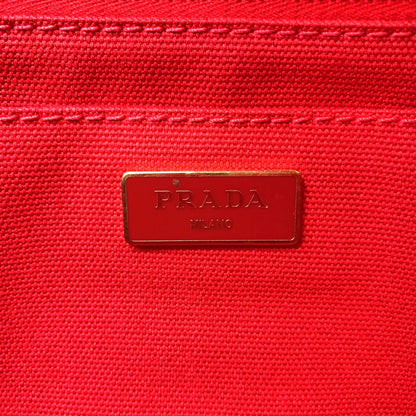 Prada Canapa Canvas Red Tote Bag Gold — view 4