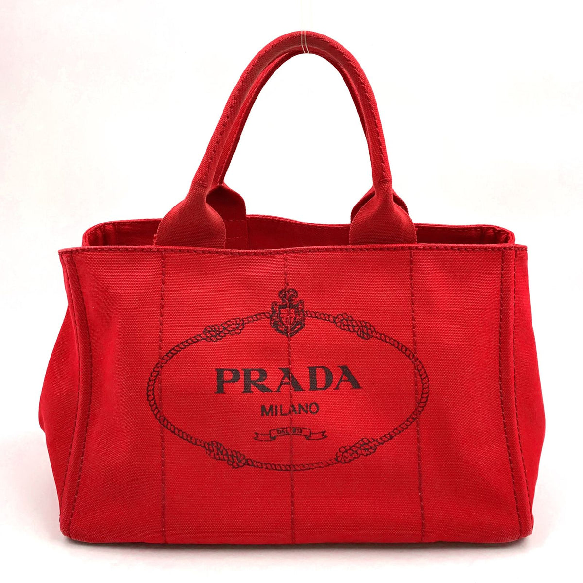Prada Canapa Canvas Red Tote Bag Gold