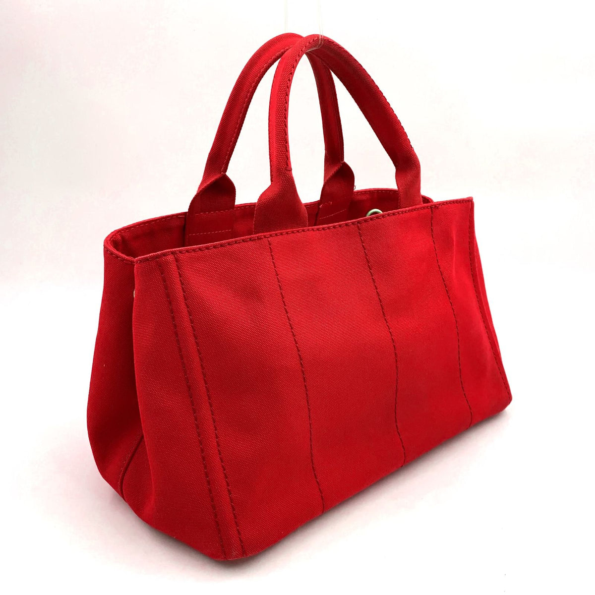 Prada Canapa Canvas Red Tote Bag Gold — view 2