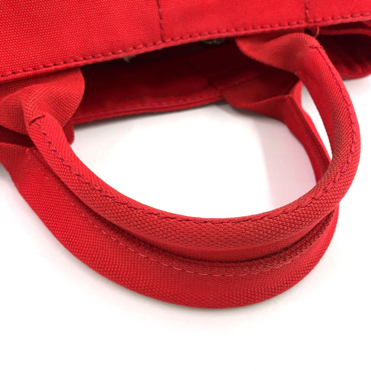Prada Canapa Canvas Red Tote Bag Gold — view 7