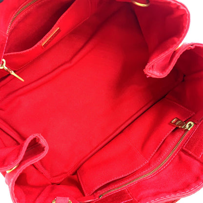 Prada Canapa Canvas Red Tote Bag Gold — view 3