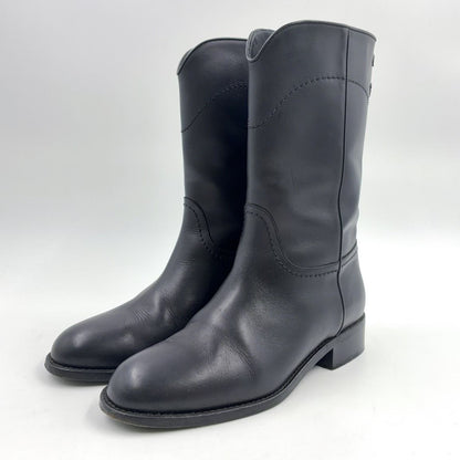 Chanel CC Logo Leather Black Boots