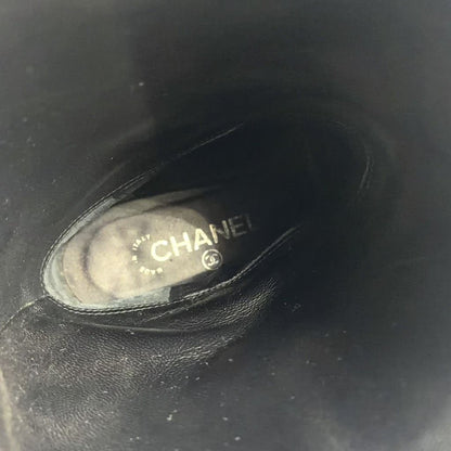 Chanel CC Logo Leather Black Boots — view 3