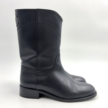 Chanel CC Logo Leather Black Boots — view 6