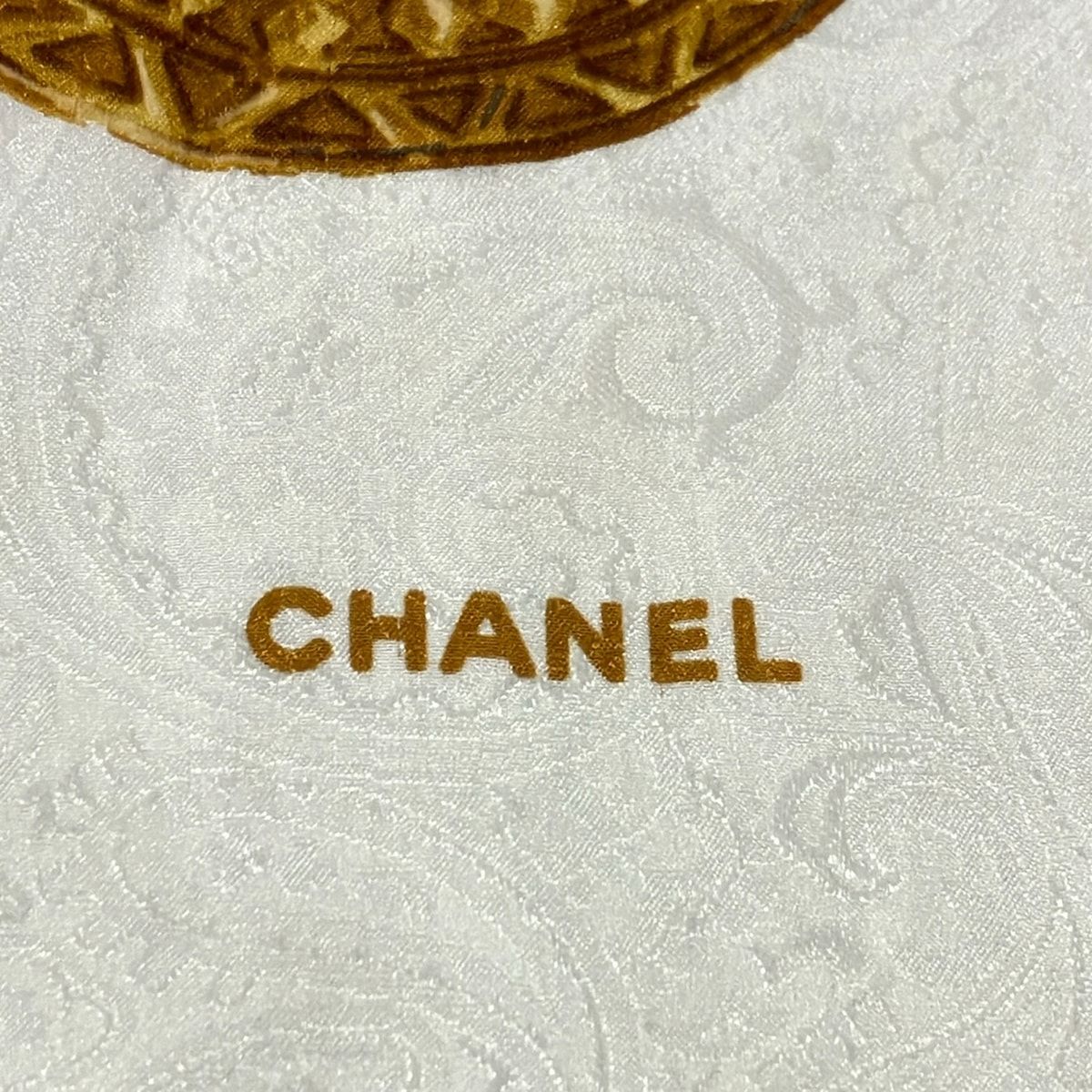 Chanel Scarf Ivory Brown Multi Paisley CC Logo — view 2