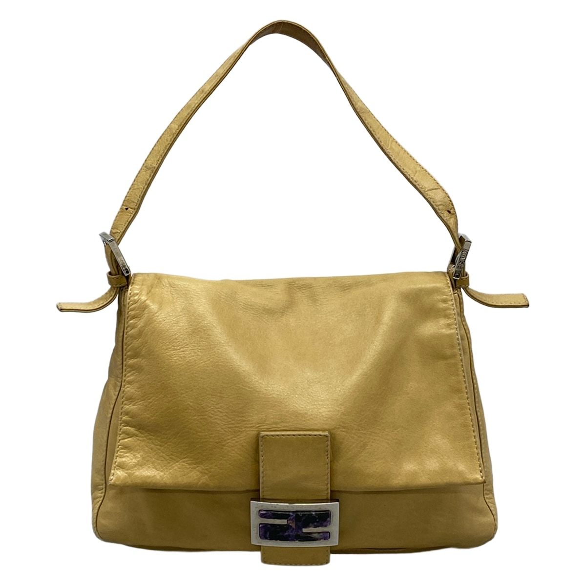 Fendi Shoulder Bag Mamma Bucket Beige Leather