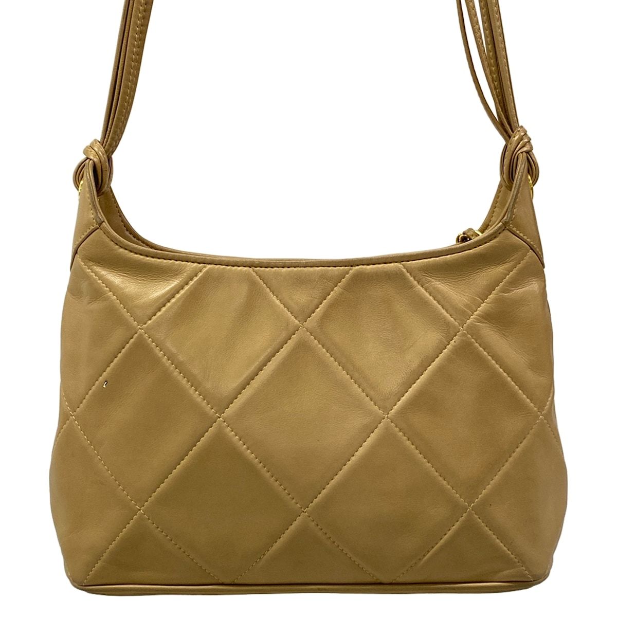 Chanel Shoulder Bag Quilted Beige Gold Tassel Lambskin — view 3