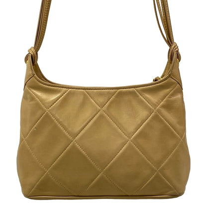 Chanel Shoulder Bag Quilted Beige Gold Tassel Lambskin — view 3